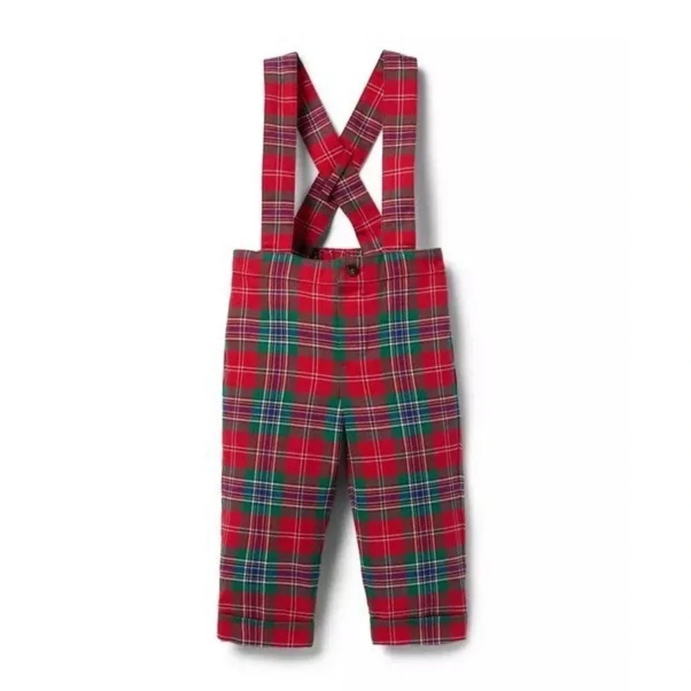 Janie and Jack Baby Tartan‎ Suspender Pant Size 6 to 12 Months